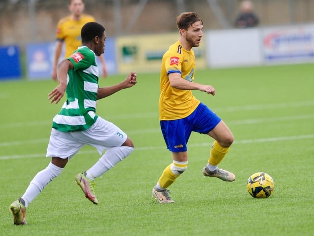 Action from Lancing's win over Corinthian in the Isthmian south east division