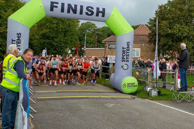 Horsham MP John Milne on the right starting the Half Marathon race at RBG last year