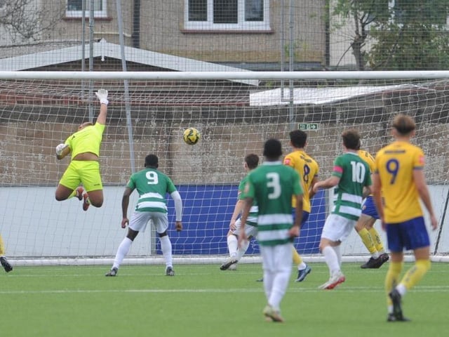 Action from Lancing's win over Corinthian in the Isthmian south east division