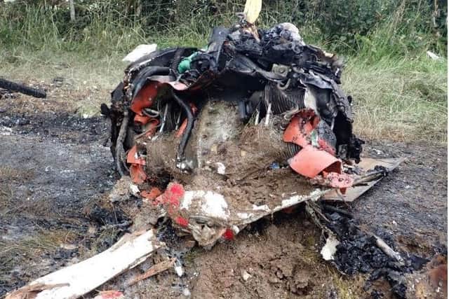 The remains of the air craft's engine