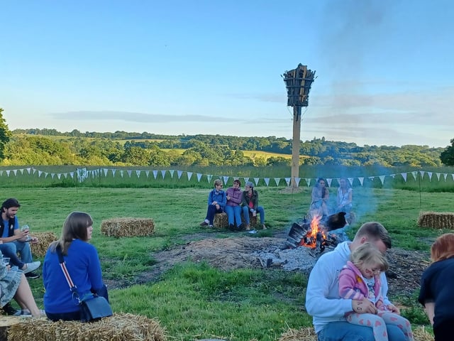 Villagers watched the lighting of the Jubilee beacon in Staplefield on Thursday, June 2