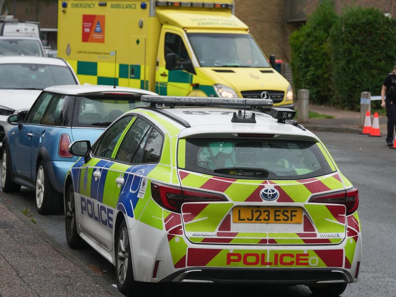 Emergency services in Fletcher Close, Crawley, on Sunday, September 13