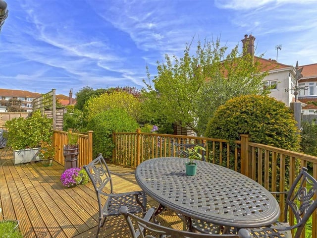 This end-of-terrace, five-bedroom property is on a corner plot in Grand Avenue, just a short walk from the town centre and yards from the beach. It has come on the market with Robert Luff & Co priced at £850,000.