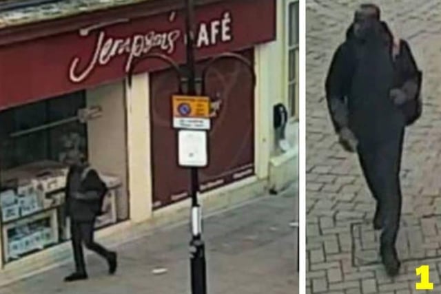 Picture one shows a person who walked from the direction of Havelock Road, stopped for a short moment outside Jempson’s Café near Pelham Street, and then walked along Wellington Place towards McDonald’s.