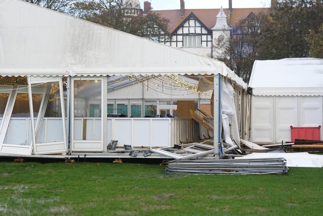 The ice rink in Steyne Gardens, Worthing, was battered by Storm Ciarán