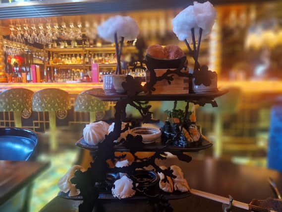 The tower of delights that make up Blossom Afternoon Tea at The Ivy Asia, Brighton
