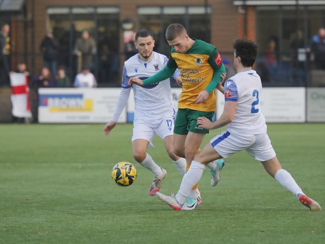 FA Trophy action between Horsham and AFC Totton