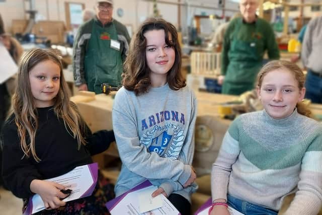 From left: six-year-old Eliza from Horsted Keynes, 12-year- old Maisie and ten-year-old Charlotte from Lindfield