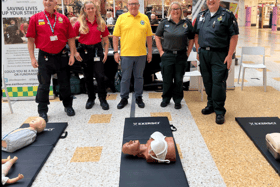 Shoppers learn CPR in the Beacon. Photo: South East Coast Ambulance Service NHS Foundation Trust