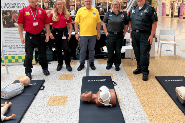 Shoppers learn CPR in the Beacon. Photo: South East Coast Ambulance Service NHS Foundation Trust
