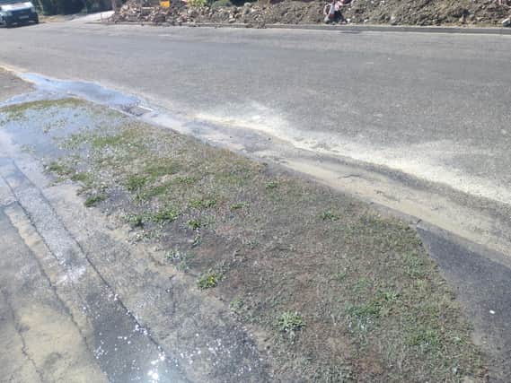Burst water pipe in Tolkien Road (photo from Robin Hirschfeld)