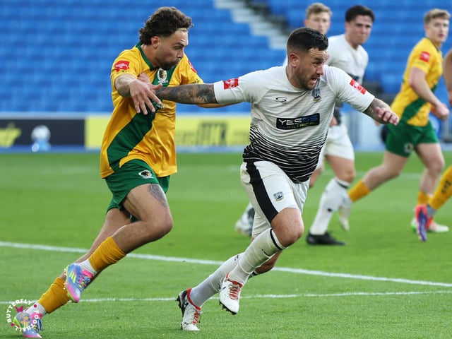 James Hammond’s majestic 95th minute free-kick clinched Horsham FC’s first league and Sussex Transport Senior Cup double in the club’s history.
