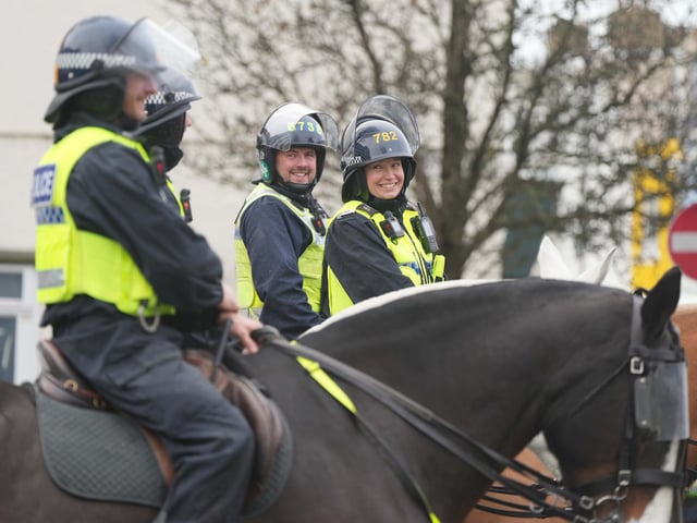 Brighton is swarming with police officers ahead of a Premier League match between Albion and Crystal Palace
