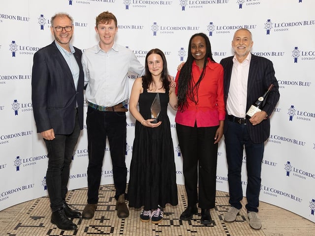 18-year-old Caoimhe O’Neill-McGuinness, from Eastbourne, (centre) was crowned the winner of Le Cordon Bleu London's 2024 Scholarship competition at an awards ceremony and dinner held at CORD Restaurant in London on Monday, September 16.
