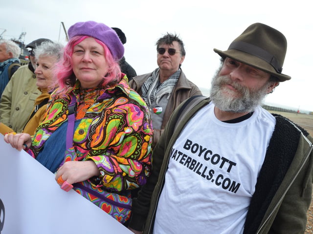 Water bill boycotters pictured in Hastings on March 15 2024.