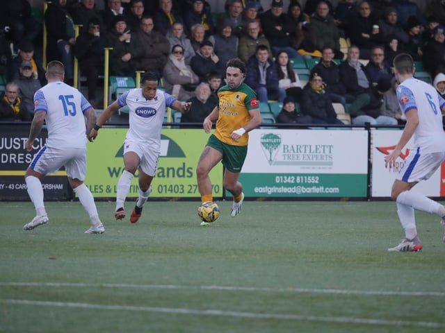 FA Trophy action between Horsham and AFC Totton