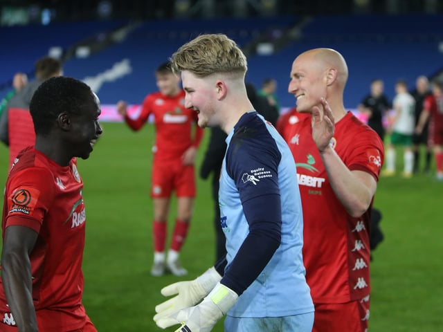 Action and celebrations as Worthing take on Bognor Regis Town in the Sussex Senior Cup final at the Amex Stadium - and win 8-7 on penalties