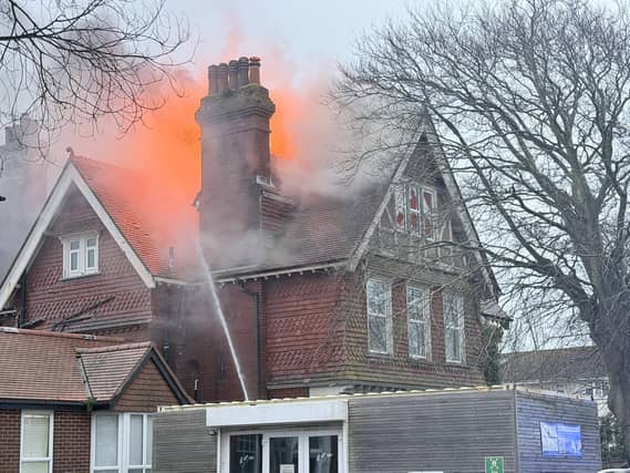 The scene of the fire in Eastbourne. PIcture: Dan Jessup