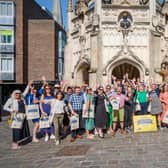 Independent business owners celebrate the launch of the 'Proudly independent. Proudly Chichester' campaign at the Market Cross. Picture by Maxwell Media