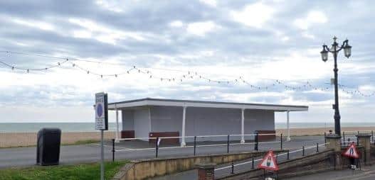 A view of the run-down seafront shelter opposite West Buildings which would be demolished as part of the proposal. Photo: Nextcolour LTD