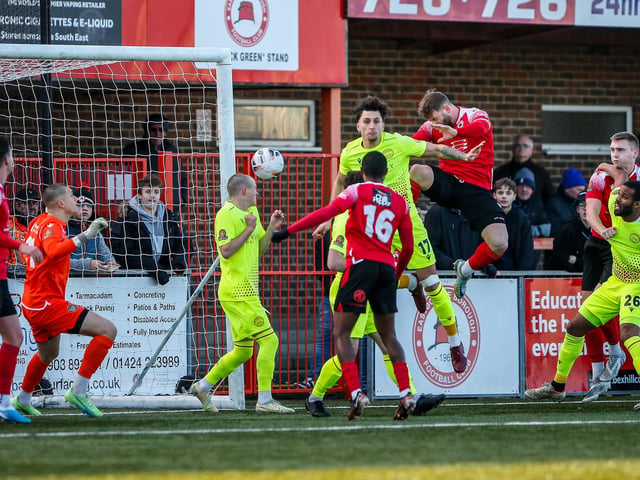 Action from Eastbourne Borough's win over Hungerford Town in the National League South
