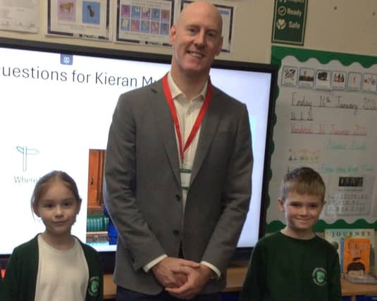Kieran with Year 4 pupils