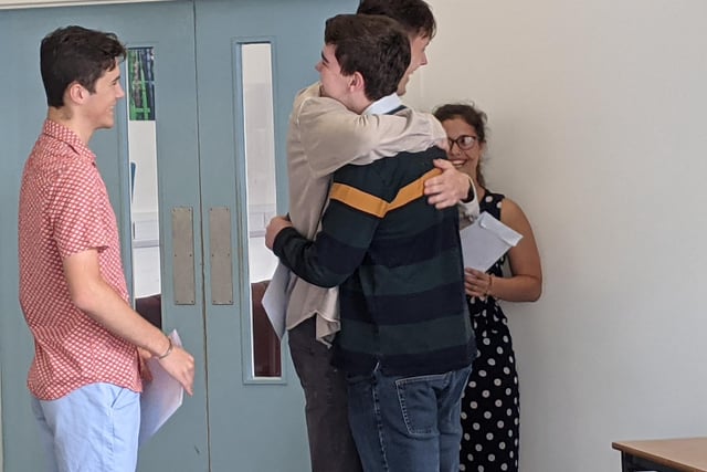 Students at Claremont Senior School with their A-level results