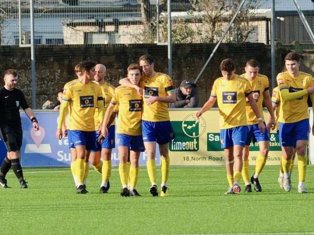 Action, celebration and crowd pictures from Lancing v Littlehampton Town at Culver Road