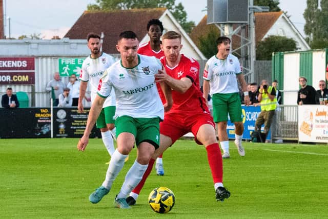 Bognor on the attack v Carshalton - it finished 3-3 at Nyewood Lane | Picture: Tommy McMillan