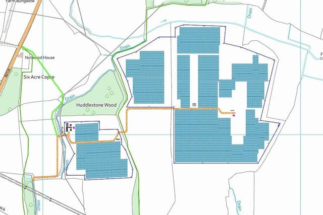 Proposed layout of the solar farm at Huddlestone Farm in Steyning