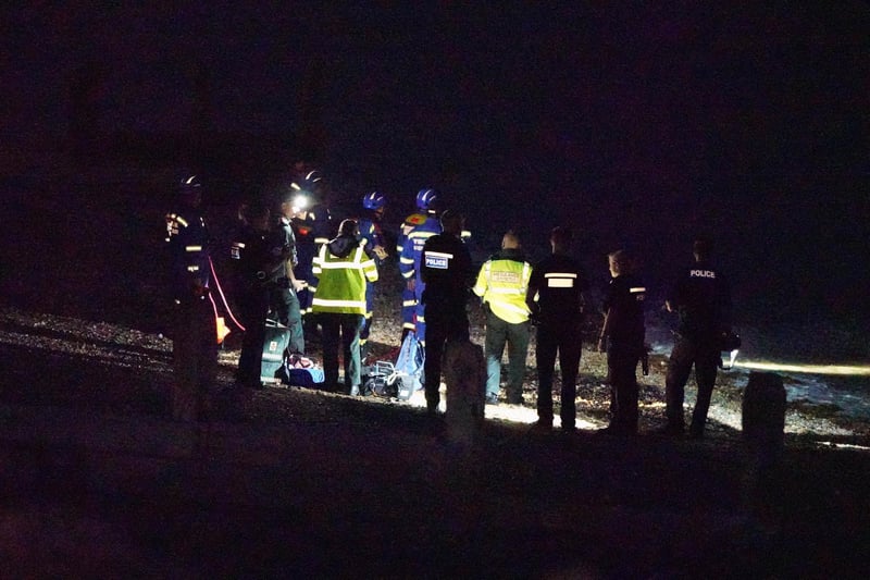Coastguard crews, RNLI volunteers, Sussex Police officers, South East Coast Ambulance Service paramedics were pictured responding to an incident in Worthing.