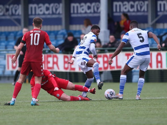 Action from Worthing FC's defeat at Oxford City in National League South