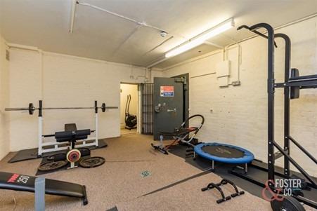 The underground vault is currently used as a gym.