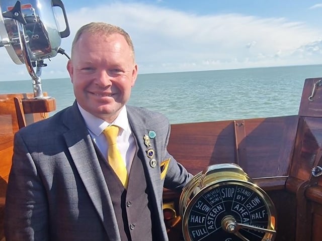 Brett McLean on the bridge of the Waverley