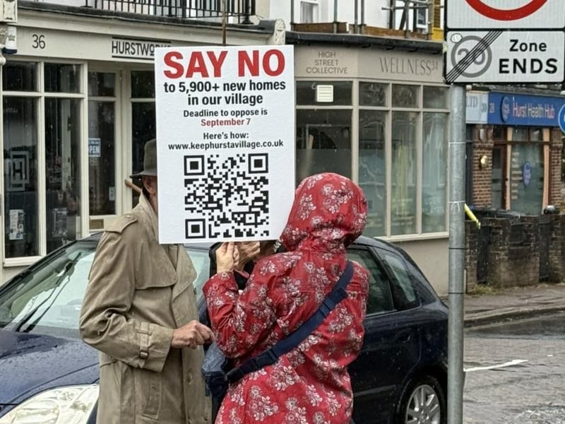 Demonstrators on Hurstpierpoint village green. Picture: Tony Ramirez