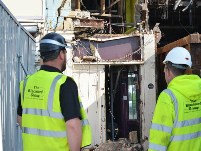 Demolition of former nightclub and amusement arcade in George Street, Hastings. Photo was taken on May 23 2023.