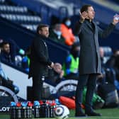 Graham Potter, manager of Brighton and Hove Albion reacts during the Premier League match between West Bromwich Albion and Brighton & Hove Albion at The Hawthorns on February 27, 2021.