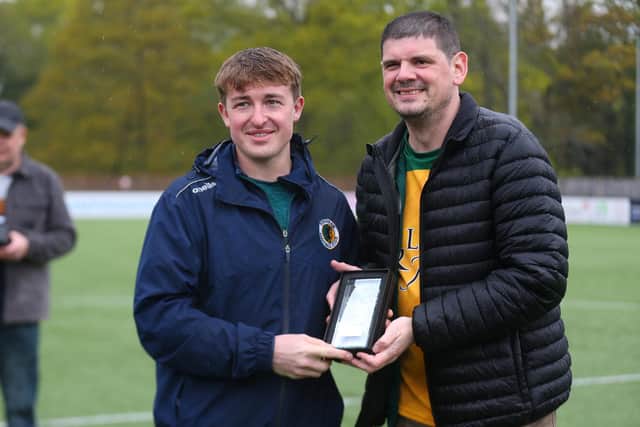 Charlie Hester-Cook (left) took home the Fans’ Player of the Season award. Picture by Natalie Mayhew, ButterflyFootie