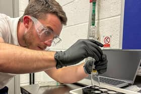 Planet Ocean representative preparing a seawater sample for analysis. Photo: Worthing Borough Council