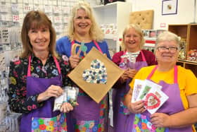 Totally Buttons founder Julie King (pictured centre, left) has employed three part-time members of staff at her new shop in Littlehampton: Sandra, Brenda and Sue