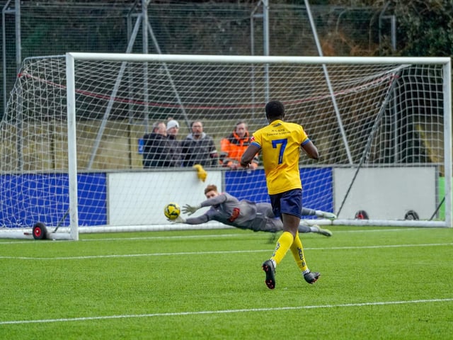Action from Haywards Heath Town's 3-2 Isthmian south east division win at Lancing