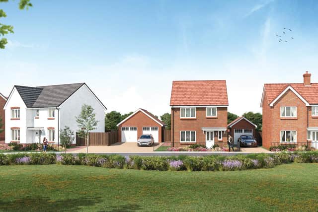 A computer-generated image of Bellway’s Langmead Place development in Angmering