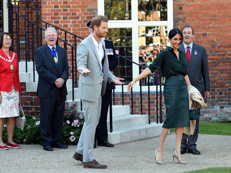 The Duke and Duchess of Sussex visit Chichester.
Harry and Megan outside Edes House, County Hall, at the end of their visit to Chichester.