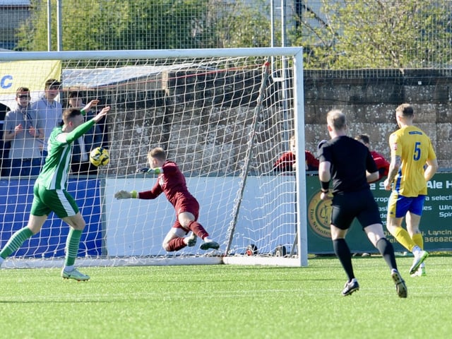 Action from Lancing v Chichester City in the Isthmian south east division
