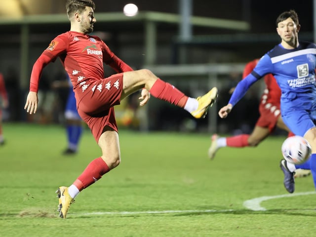 Action from Worthing FC's 1-1 draw at Chippenham in the National League South