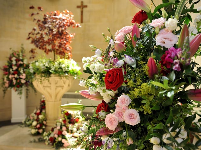 Arundel Cathedral is celebrating the feast of Corpus Christi with the magnificent festival of flowers which started 150 years ago, featuring a world famous Carpet of Flowers in the central aisle of the Cathedral. Pic S Robards SR2306071