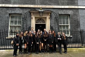 Our students and staff at Downing Street.