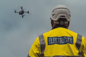 Engineers in Eastbourne are being trained as pilots to operate drones to help restore customers’ power quicker. Photo: Heliguy Jack Sharp