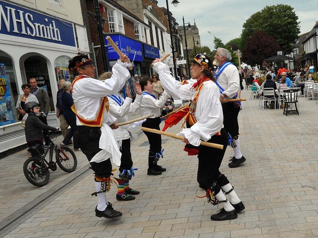 The Sompting and Old Shoreham Buccaneers morris dancers in Shoreham in 2014