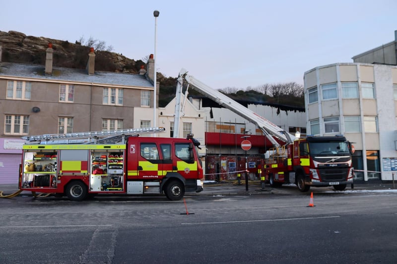 Fire crews at the scene of the fire in George Street on Thursday, January 19. Picture by Kevin Boorman